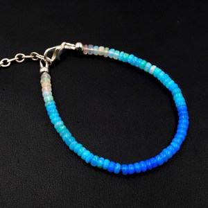 Natural Ethiopian Opal Beads <b>Bracelet</b> Blue <b>White</b> Roundel Gemstone Jewelry Silver Plated Luxury Unisex Gift - Product Image 3