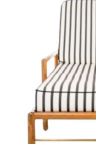 Chaise longue en bois moderne pour l'extérieur avec coussin rayé, design contemporain, mobilier de jardin durable pour la terrasse - Product Image 4