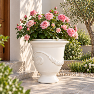 Pot de fleurs décoratif léger en fibre de verre pour extérieur, urne classique pour jardin, avec trou de drainage, écologique, OEM ODM - Product Image 5
