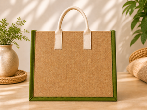 Bolsa de Yute Laminada Personalizada con Estampado de Hojas Tropicales, Ecológica, Reutilizable, con Bolsillo con Cremallera, Asa de Algodón, Resistente, para Exposiciones, Amani - Product Image 6