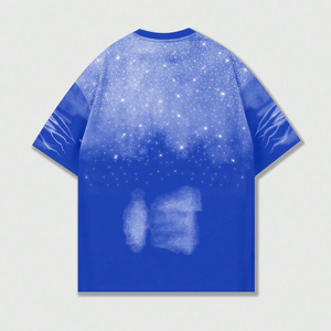 Camisas de hombre personalizadas de color sólido con degradado de diamantes de imitación, al por mayor, 100% algodón de alto gramaje, estilo urbano, manga corta, casual, proveedor de EE. UU. - Product Image 3