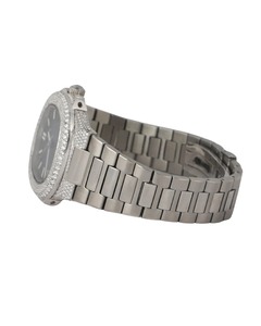 Montre de luxe classique à quartz avec cadran noir et diamants VVS, entièrement sertie de moissanite et de diamants blancs, style hip-hop, haute qualité - Product Image 2