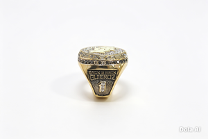 Bague de championnat en laiton plaqué or, bague cocktail pour homme avec pierres CZ micro-pavées, design lettre, cadeau - Product Image 2