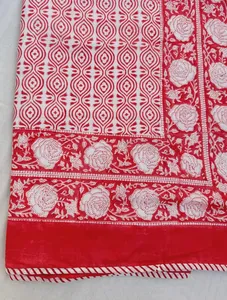 Couverture en coton doux et respirant imprimée à la main, couette Dohar pour toutes les saisons, couette imprimée florale idéale pour canapé, lit, sofa - Product Image 2