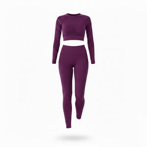 Vêtements de fitness de haute qualité pour femmes ensemble de yoga deux pièces personnalisé tailles XS XL respirant élastique sans manches conception solide grande taille - Product Image 1