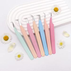 Precision Eyelash Tweezers Set Stainless Steel Smooth Tip Pastel Colors for Lash Extension <b>Tools</b> - Product Image 5