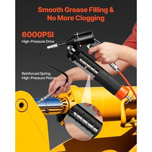 Kit Pistola per Grasso ad Alta Pressione 6000 PSI a Ciclo Continuo, Capacità 14 oz, Include Tubo Flessibile da 18 Pollici e 1 Prolunga Rigida - Product Image 2