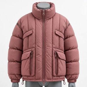 Veste matelassée convertible pour homme, couleur rose poussière, manches amovibles, multi-poches, isolée, pour l'hiver et les activités de plein air - Product Image 2