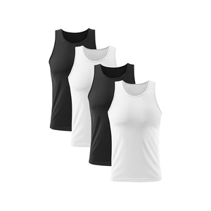 2026 Trendy Men's Solid Color Knitted <b>Tank</b> <b>Tops</b> O-Neck Casual Black <b>White</b> Breathable Quick Dry Sport Wear - Product Image 1