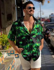 Chemise multicolore pour homme à manches courtes, imprimé tropical hawaïen, décontractée, boutonnée, pour l'été, motif floral, idéale pour les vacances - Product Image 4