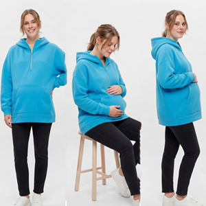 Sudadera larga holgada de maternidad para mujer, forro polar de 500 g/m², sudadera extragrande para lactancia y embarazo, sudadera de maternidad gruesa para mujer - Product Image 4