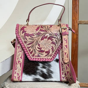 Sacs à bandoulière pour femmes en cuir véritable de vachette, style western, avec motifs floraux gravés, vente en gros 2026 - Product Image 2