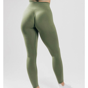 High Waist <b>Full</b> Length Yoga Leggings Seamless Stretch Spandex Nylon Solid Color Women's Fitness Pants Ruched Butt Design - Product Image 5