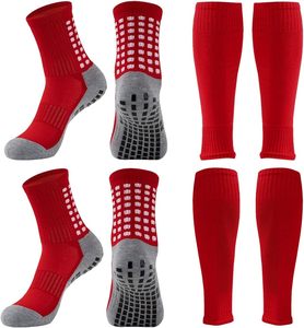 2 Set Anti-Slip <b>Grip</b> Soccer <b>Socks</b> with Shin Guard Sleeves, Sports Athletic <b>Socks</b> for Men Women - Product Image 1