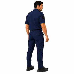 Ensemble uniforme de sécurité personnalisé : chemise de travail à manches courtes et pantalon cargo, couleur unie - Product Image 4