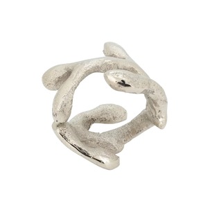 Anneau de serviette en métal argenté, forme de feuille abstraite, décoration de table sculpturale pour dîner de mariage - Product Image 3