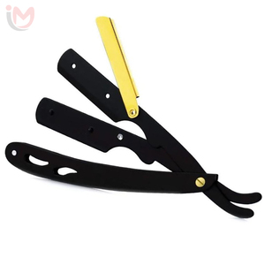 Navajas de barbero de color negro y dorado, de acero inoxidable de grado quirúrgico, navajas de afeitar para hombres, navajas para uso en salones de belleza, OEM - Product Image 5