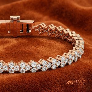 กำไลข้อมือโรสโกลด์ประดับมอสซาไนต์สำหรับสุภาพสตรี กำไลแบบโซ่และแบบเชื่อมต่อ เครื่องประดับแฟชั่น กำไลเทนนิสสุดหรู ของขวัญแต่งงาน เครื่องประดับเสริม - Product Image 4