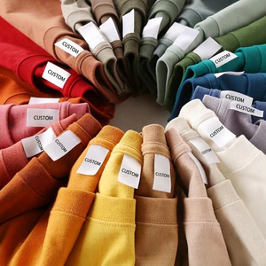 เสื้อยืดคอกลมสีพื้นทรงหลวมคุณภาพสูงขายดี พร้อมสกรีนโลโก้ เสื้อผ้าสตรีทแวร์แขนสั้นสำหรับผู้ชาย - Product Image 1
