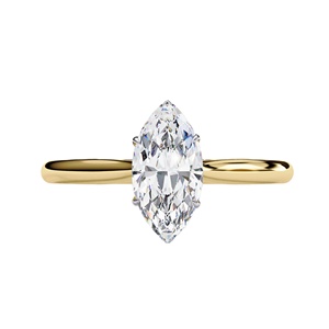 Anillo de Compromiso Solitario de Oro Amarillo de 10K con Diamante Cultivado en Laboratorio de 0.80ct, Corte Marquesa, Color E, Claridad VVS, Certificado IGI, Anillo de Seis Puntas - Product Image 1