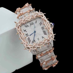 นาฬิกาข้อมือหรูหราประดับเพชร VVS มอยส์ซาไนต์ สำหรับผู้ชาย สีขาวล้วน ปรับแต่งได้ สไตล์ฮิปฮอป พร้อมกลไกควอตซ์ - Product Image 2