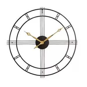 Premium Minimalist Wall <b>Clock</b> Industrial Black Metal Skeleton Design Silent Quartz <b>Movement</b> for Loft Office Home Wall Decor - Product Image 1