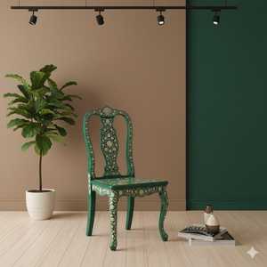Fauteuil d'appoint fait main avec incrustations en os |   Design floral botanique - Product Image 2
