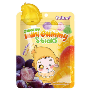 Bonbons gélifiés Cokoc Mini Stick saveur Raisin & Mangue 60g, bonbons gélifiés fruités, prix compétitif, vente en gros, export - Product Image 1