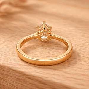 Bague de fiançailles et de mariage classique pour femme en or massif 10k 14k 18k, sertie de diamants de laboratoire taille poire et taille ronde, pureté E Clarity VVS - Product Image 4