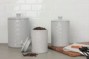 Embossed Pattern <b>Storage</b> Canister Gloss Finish Airtight Lid Premium <b>Kitchen</b> Organizer Stylish Jar With Premium Quality - Product Image 2