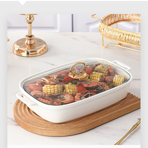 Grande <span class=keywords><strong>assiette</strong></span> rectangulaire en porcelaine avec couvercle, écologique, <span class=keywords><strong>jetable</strong></span>, pour événements festifs et pâtisserie – Style classique personnalisable - Product Image 6