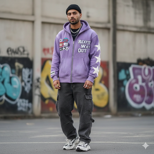 Nouvel Arrivage : Sweats à Capuche Zippés Oversize à Épaules Tombantes en Molleton Bouclette, avec Broderies Effet Vieilli et Patchs, Style Streetwear, Effet Délavé Soleil, en Matière de Qualité Supérieure - Product Image 2