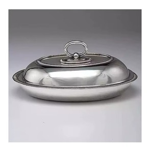 Premium Quality Silver Metal Butter Dish Can Be Used For Hotel Buffet Presentation And Display Handcrafted From India - Product Image 6