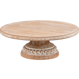 Handcrafted Scalloped Wood <b>Cake</b> Stand Vintage Beaded Pedestal Eco-Friendly Mango Wood Server for <b>Wedding</b> Parties Home Use - Product Image 6