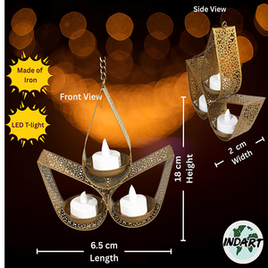 Apportez une touche de lueur dorée à votre espace avec ce magnifique porte-bougie suspendu. Parfait pour ajouter une touche moderne et traditionnelle à n'importe quelle pièce. - Product Image 4