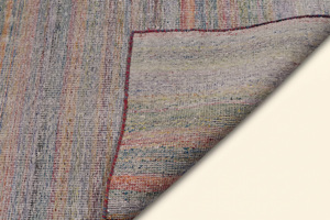 Tapis DECORDEC en laine tuftée à la main, à poils épais, texturé, moderne, antidérapant, écologique, gris mat, multicolore, à rayures, en filigrane de bronze - Product Image 6