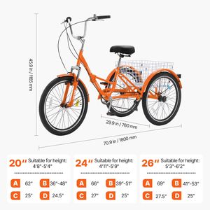 Triciclo Pieghevole per Adulti in Acciaio al Carbonio da 24 Pollici, 7 Velocità, con Sedile Regolabile e Cestino, per Pendolarismo o Passeggiate Ricreative - Product Image 2