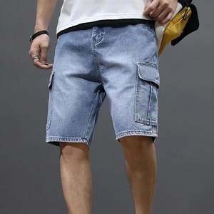 Pantalones Cortos de Mezclilla de Color Sólido para Hombre, Venta Caliente OEM, con Múltiples Bolsillos, Corte Holgado y Cómodo, Estilo Cargo para Uso Casual de Verano - Product Image 2