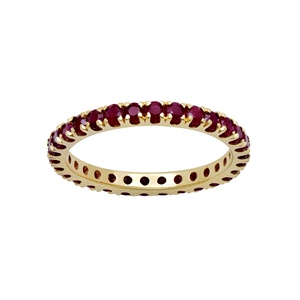 14K Yellow Gold Natural Ruby Eternity <b>Ring</b> for Women | Stackable Wedding Band | Fine Jewelry Anniversary Gift Wholesale - Product Image 1