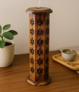 Quemador de Incienso Hexagonal de Madera de Mango, Soporte Decorativo para Incienso, Quemador Aromático de Madera Tallada para Decoración del Hogar - Product Image 3