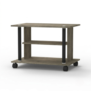 Industrial 1802 <b>Mobile</b> 2 Tier Printer <b>Stand</b> Wood Storage Cart Rolling Media <b>TV</b> Bench Table Grey Oak Desk Organizer Living Room - Product Image 1