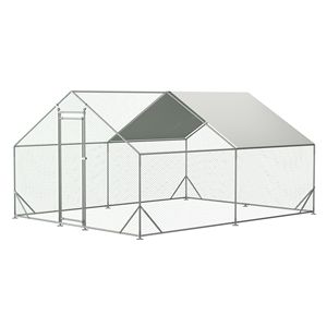Pollaio in Metallo da Esterno Grande 4m con Copertura Impermeabile da 3m per Polli da Giardino - Product Image 1