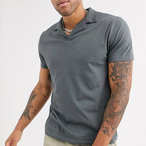 Polo homme gris uni à manches courtes en coton Oxford tissé, style décontracté, respirant, coupe classique - Product Image 2