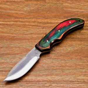 Couteaux à lame fixe droite en acier Damas inoxydable avec manche en bois personnalisable, service OEM, qualité professionnelle, garantie 3 ans - Product Image 6