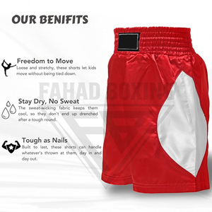 Ensemble short et maillot de boxe sans manches rouge et blanc avec logo personnalisé, short de Muay Thai respirant, tenue d'entraînement de boxe pour la salle de sport - Product Image 6