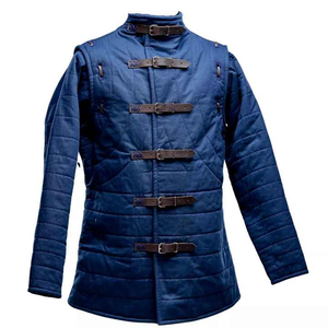 Gambesón Medieval Hecho a Mano de Alta Calidad para Hombre, Largo, con Mangas Completas, Correas de Cuero, Acolchado de Algodón, para la Fiesta del Año Nuevo Chino - Product Image 4