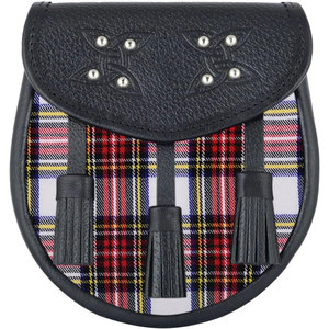 Ventoria Enterprises 2026 Sporran écossais en cuir premium Stewart Tartan avec motif de nœud celtique en relief, Kilt des Highlands personnalisé - Product Image 1