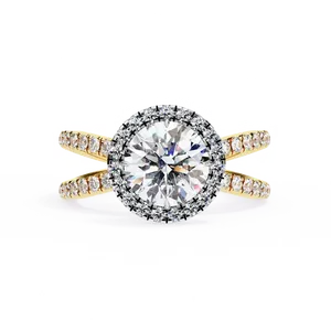 Bague Halo en Or Massif 18K avec Diamant de Laboratoire Taille Radiant de 1,50 Carat Couleur E pour Fiançailles et Mariage - Product Image 1