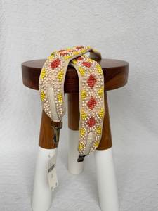 Sangle de sac en tissu noir à motifs floraux et perles, accessoire de poignée vintage et tendance - Product Image 2