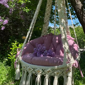 Macrame hangessel,macrame <b>swing</b>,handmade decorasion,gardens <b>swing</b>,gardens decor,macrame chair,macrame hallwanking <b>swing</b> - Product Image 1